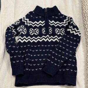 PRIMARY snowflake zip up sweater. Navy and cream. Size 6-7. Barely worn.